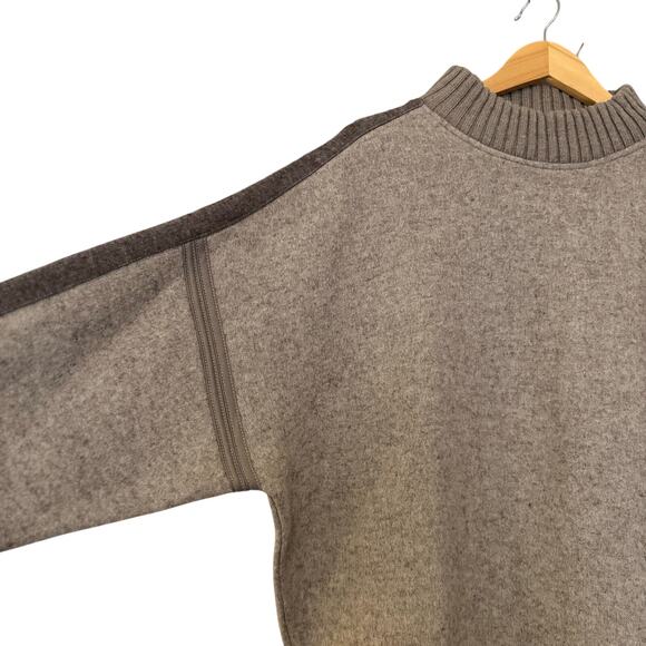 Club Monaco Wool Blend Mock Neck Cozy Knit Boxy Sweater Taupe Womens L Large - Picture 3 of 7